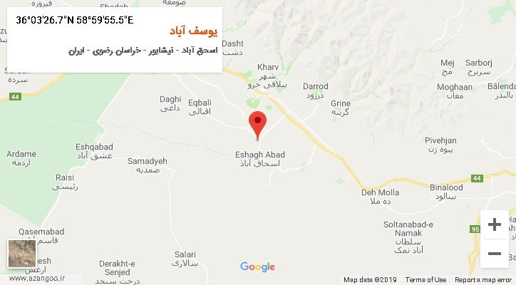 روستای یوسف آباد بر روی نقشه