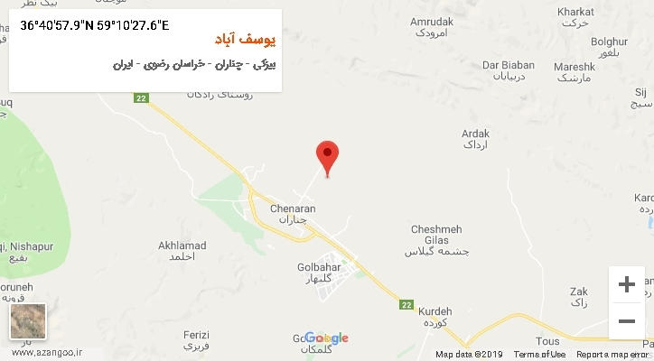 روستای یوسف آباد بر روی نقشه