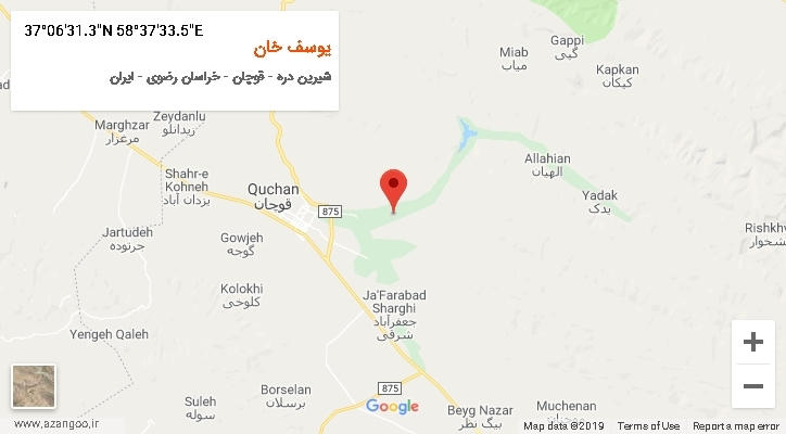 روستای یوسف خان بر روی نقشه