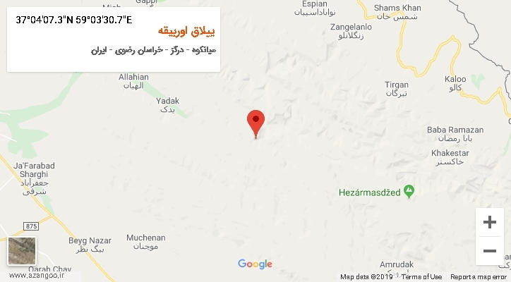 روستای ییلاق اوربیقه بر روی نقشه