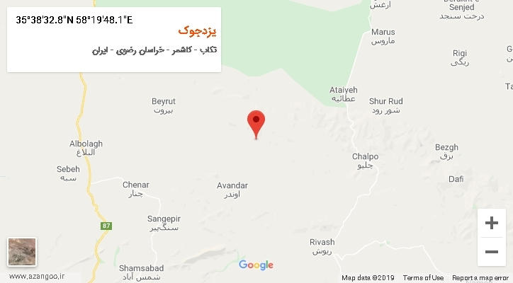 روستای یزدجوک بر روی نقشه