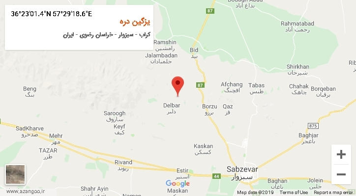 روستای یزگین دره بر روی نقشه