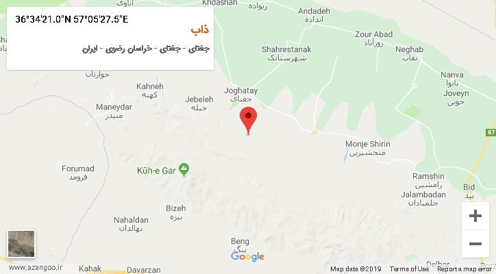 روستای ذاب بر روی نقشه