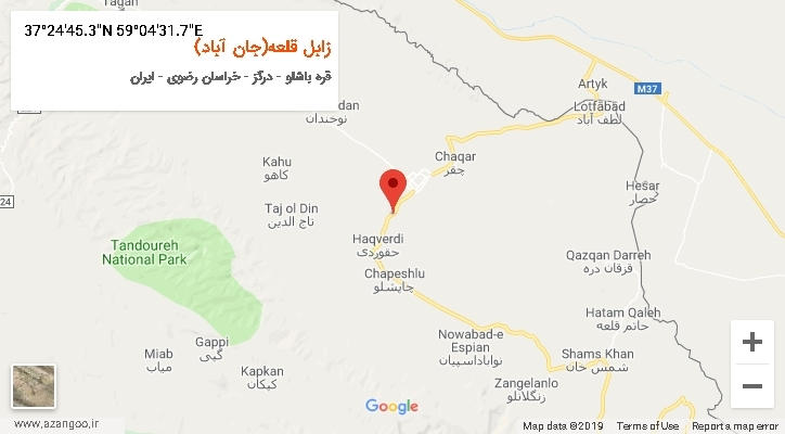 روستای زابل قلعه(جان آباد) بر روی نقشه