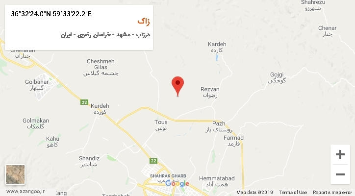 روستای زاک بر روی نقشه