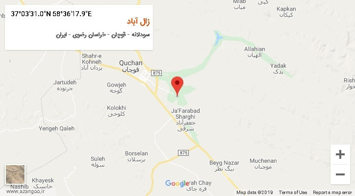 روستای زال آباد بر روی نقشه