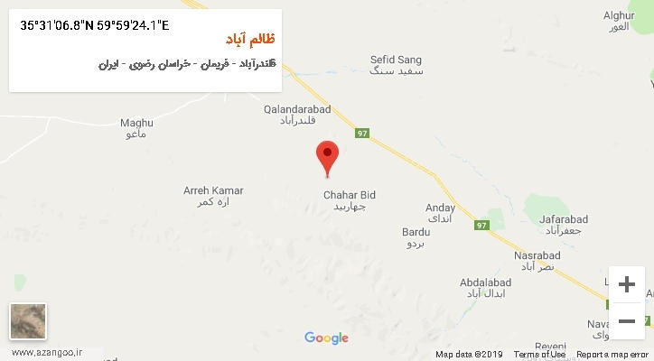 روستای ظالم آباد بر روی نقشه