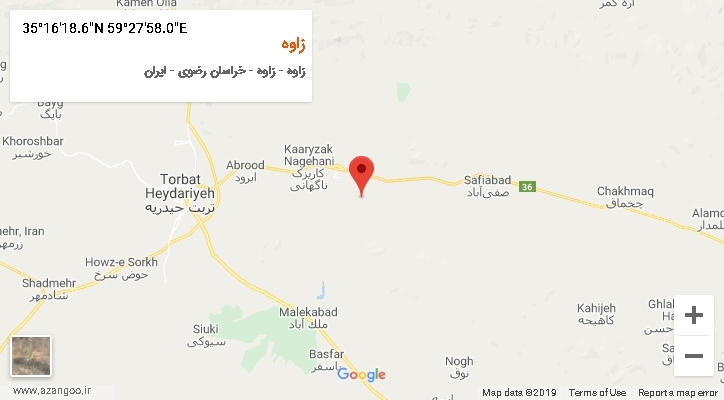 روستای زاوه بر روی نقشه