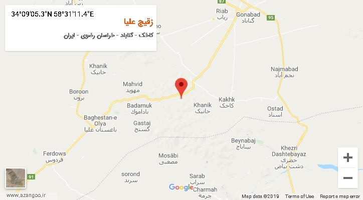 روستای زقیچ علیا بر روی نقشه