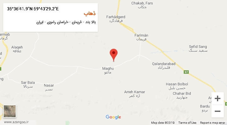 روستای ذهاب بر روی نقشه