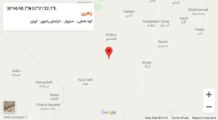 روستای زهری بر روی نقشه