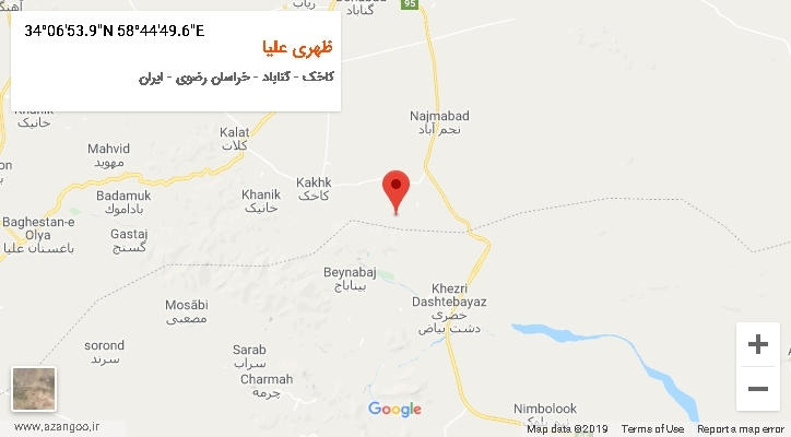 روستای ظهری علیا بر روی نقشه