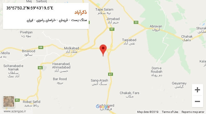 روستای ذکرآباد بر روی نقشه