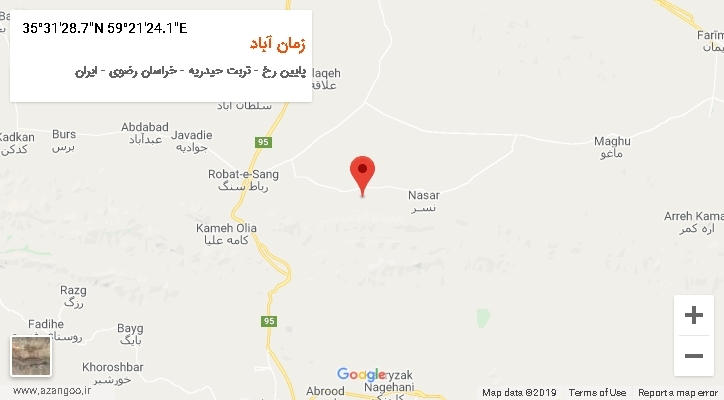 روستای زمان آباد بر روی نقشه