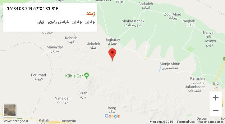 روستای زمند بر روی نقشه
