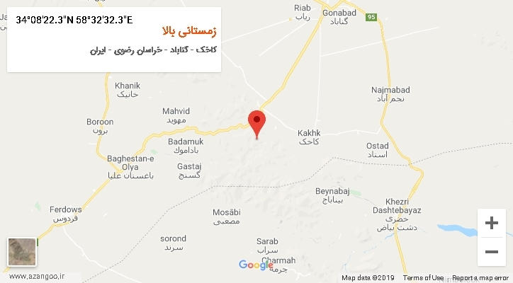 روستای زمستانی بالا بر روی نقشه