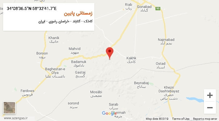 روستای زمستانی پایین بر روی نقشه