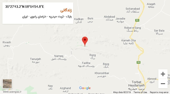 روستای زندگانی بر روی نقشه