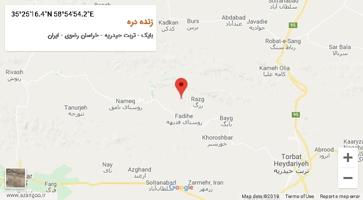 روستای زنده دره بر روی نقشه