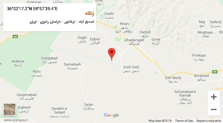 روستای زنقاه بر روی نقشه