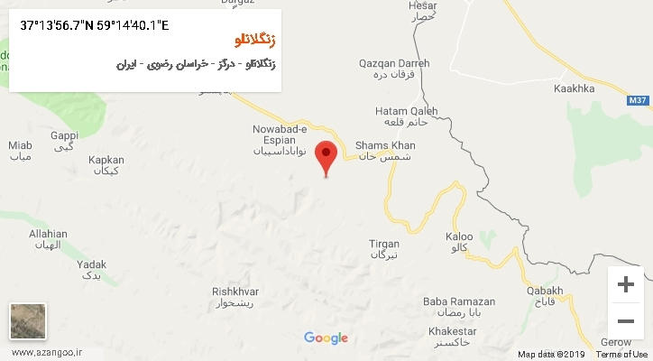 روستای زنگلانلو بر روی نقشه
