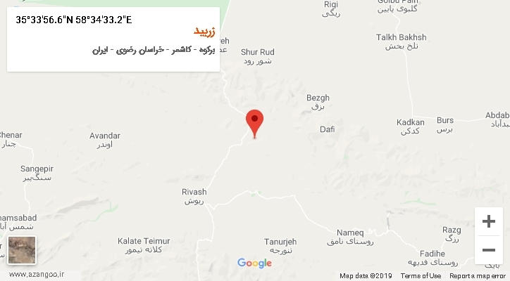 روستای زربید بر روی نقشه