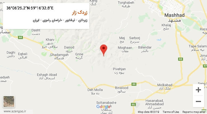 روستای زردک زار بر روی نقشه