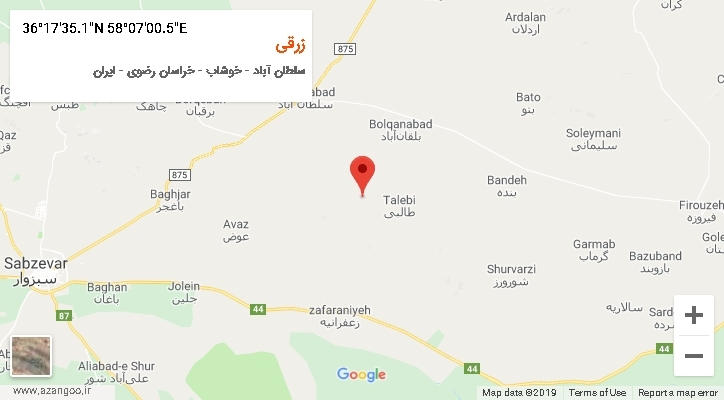 روستای زرقی بر روی نقشه