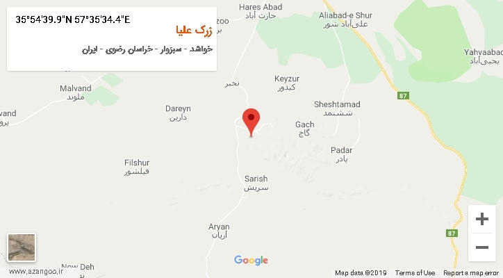 روستای زرک علیا بر روی نقشه