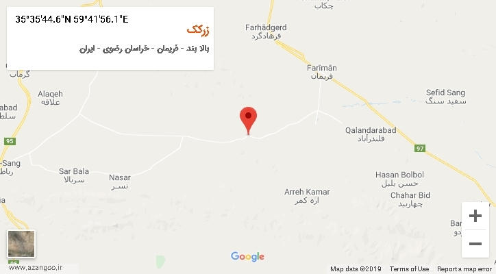 روستای زرکک بر روی نقشه