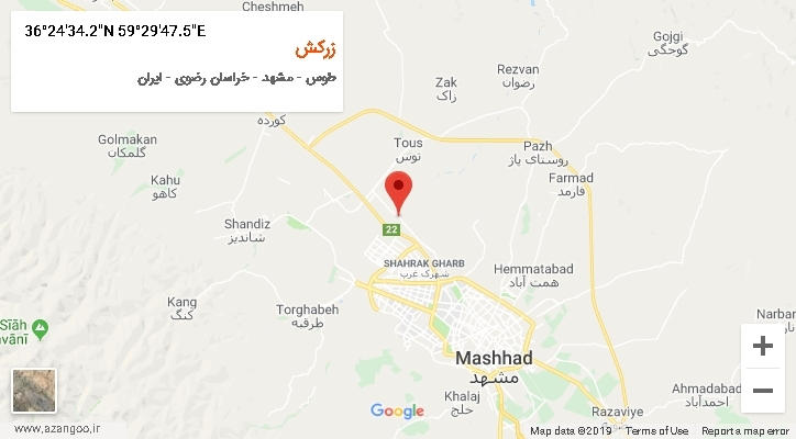 روستای زرکش بر روی نقشه