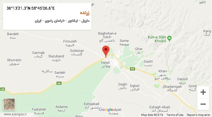 روستای زرنده بر روی نقشه