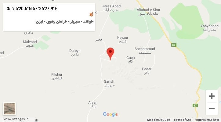 روستای زو بر روی نقشه