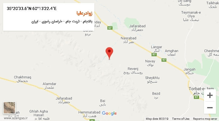 روستای زوادرعلیا بر روی نقشه