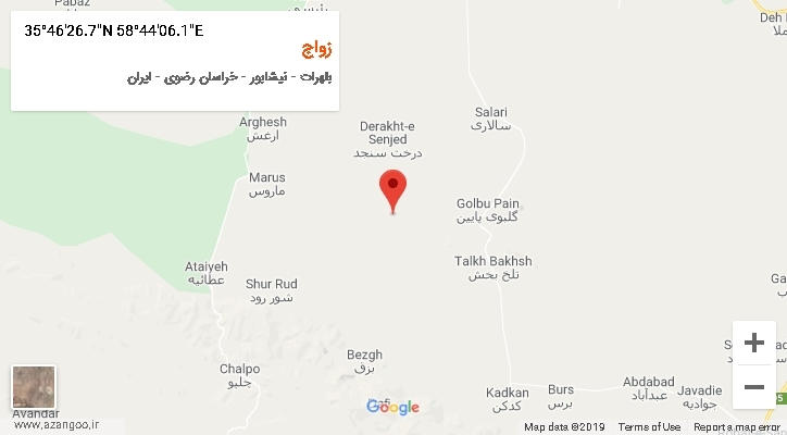 روستای زواج بر روی نقشه