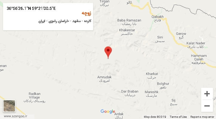 روستای زوچه بر روی نقشه