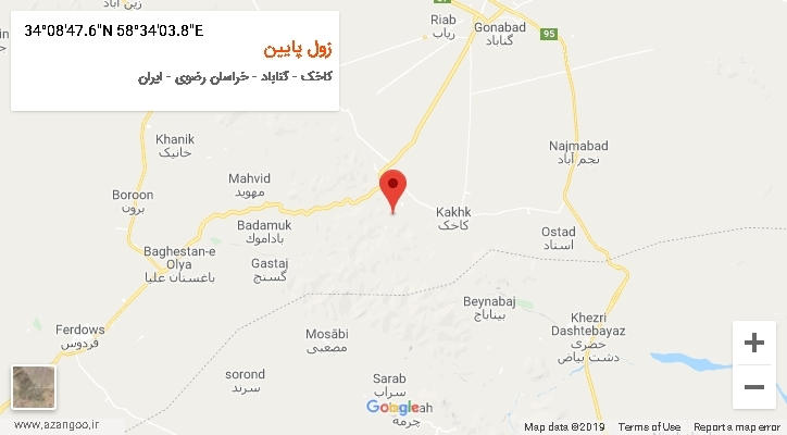 روستای زول پایین بر روی نقشه