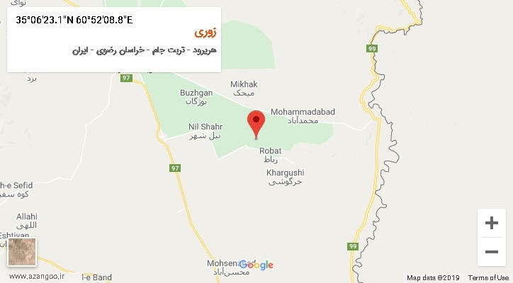 روستای زوری بر روی نقشه