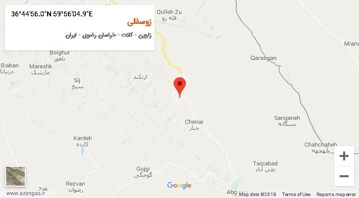 روستای زوسفلی بر روی نقشه