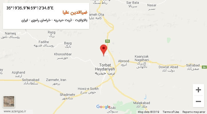 روستای ضیاالدین علیا بر روی نقشه