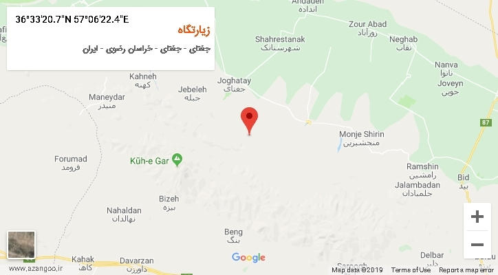 روستای زیارتگاه بر روی نقشه
