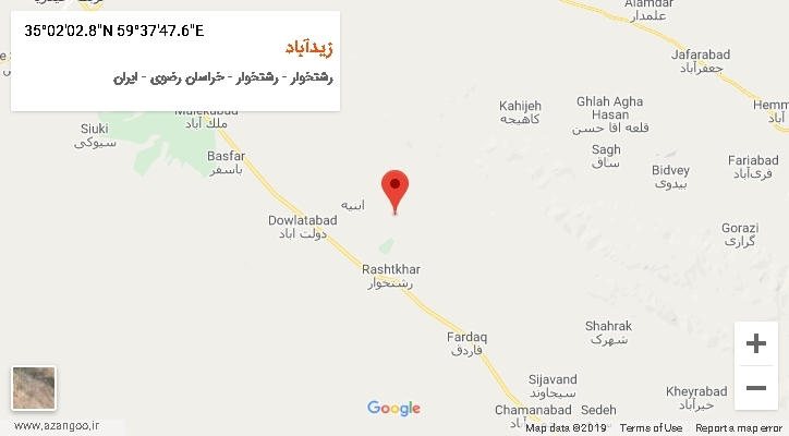 روستای زیدآباد بر روی نقشه