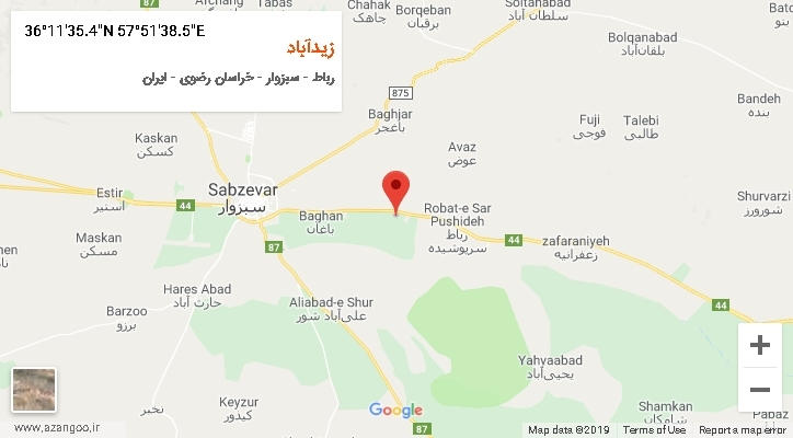 روستای زیدآباد بر روی نقشه