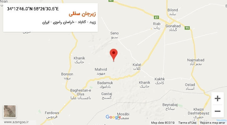 روستای زیرجان سفلی بر روی نقشه