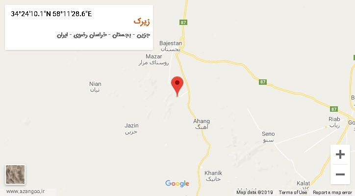 روستای زیرک بر روی نقشه