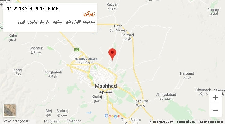 روستای زیرکن بر روی نقشه