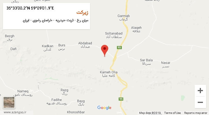 روستای زیرکت بر روی نقشه