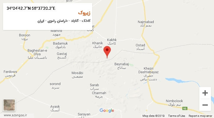 روستای زیروک بر روی نقشه