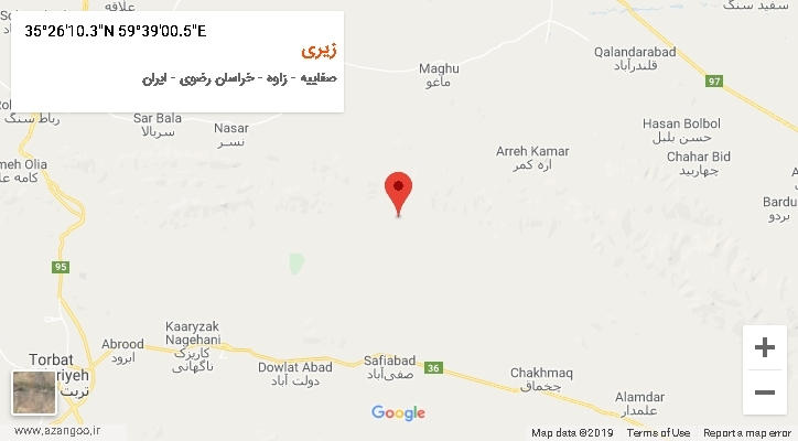 روستای زیری بر روی نقشه