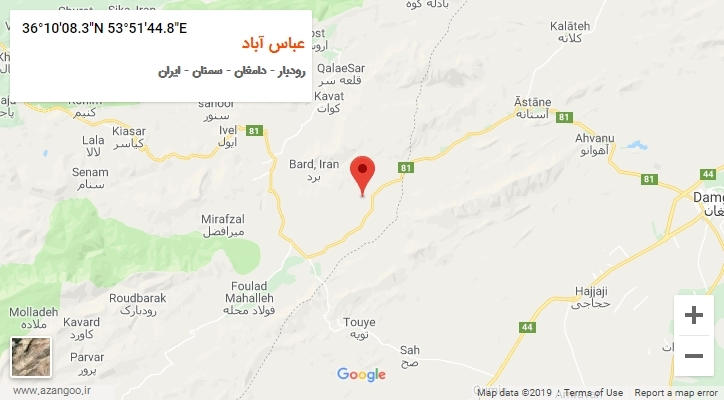 روستای عباس آباد بر روی نقشه